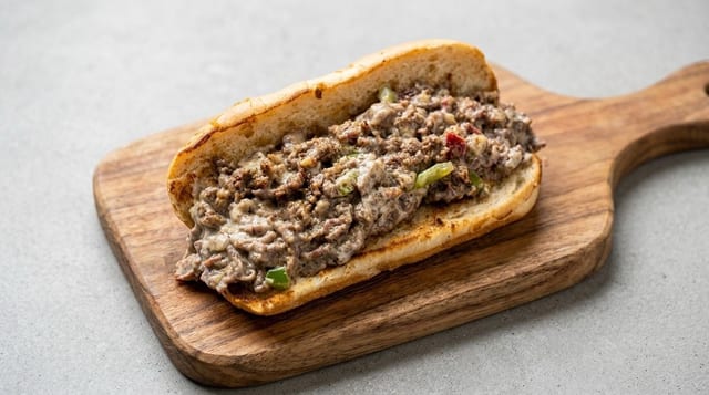 Blue Cheese Bacon Philly Sandwich.